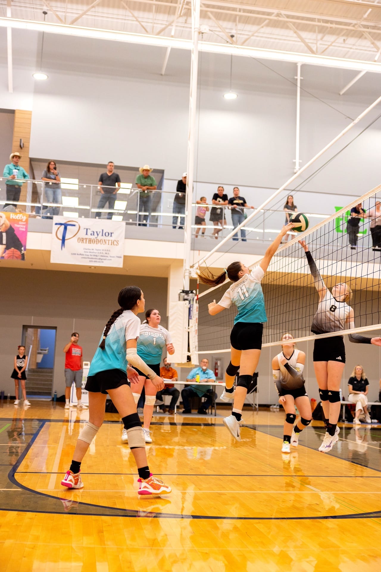 Volleyball tip at the net